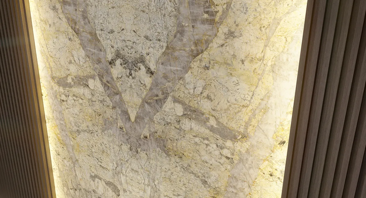 Гранит Centauros в интерьере панно / панно с подсветкой / камень с подсветкой